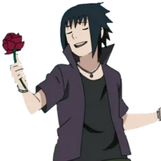 🌹 024b4485 Sasuke Naruto Аниме, Манга, Наруто, Саске, Роза, Цветок telegram sticker