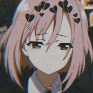 🖤 112a139d Anime, Mädchen, Traurig, Gebrochenes Herz, Pinke Haare telegram sticker