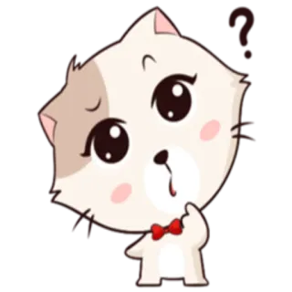 ❓ 6cc12ab7 แมว, น่ารัก, คำถาม, คิด, สัตว์, สติกเกอร์, การ์ตูน telegram sticker