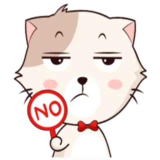 😔 cba476bd NO แมว, ไม่, การปฏิเสธ, น่ารัก, สัตว์, ไม่เห็นด้วย telegram sticker