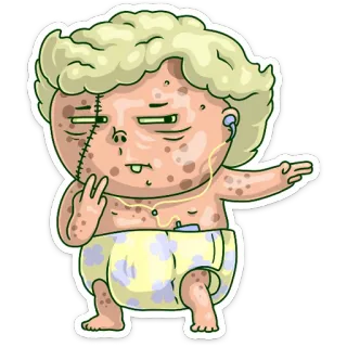 🤛 46a40127 мультфильм, монстр, ребенок, смешной, подгузник, зомби whatsapp sticker