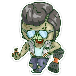 😎 7b15666e зомби, мультфильм, стикер, монстр, анимированный whatsapp sticker