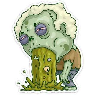 🤢 b38b6d39 зомби, больной, рвота, блевать, монстр, мультик, мерзкий whatsapp sticker
