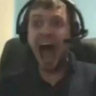 🤪 c852b2c1 pria, berteriak, wajah, headset, terkejut, kaget telegram sticker