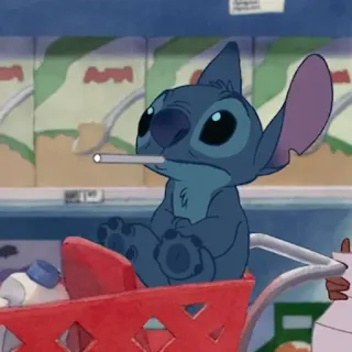 🚬 0dd34a39 Stitch Lilo & Stitch Kartun, Lucu, Biru, Belanja, Bahan makanan, Alien telegram sticker