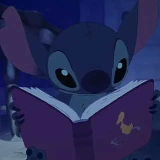 📖 1fbe85bc Stitch Lilo & Stitch Disney, Alien, Buku, Membaca, Lucu telegram sticker