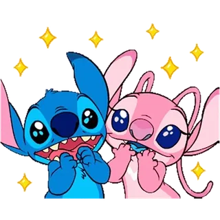 🤩 a3969a96 Stitch and Angel Lilo & Stitch สติทช์, นางฟ้า, น่ารัก, ดิสนีย์, การ์ตูน, เอเลี่ยน telegram sticker
