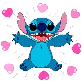 💕 f32b634e Stitch Lilo & Stitch น่ารัก, หัวใจ, ดิสนีย์, การ์ตูน, มนุษย์ต่างดาวสีน้ำเงิน telegram sticker