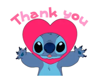 😍 3afca0de Stitch Thank you 스티치, 감사, 하트, 귀여운, 만화 telegram sticker