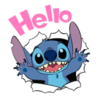 😃 ae9aee0a Stitch Hello 스티치, 디즈니, 만화, 안녕, 귀여운, 친절한 telegram sticker