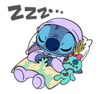 🤗 ce1bed79 Stitch ZZZ... 잠자는, 스티치, 릴로 앤 스티치, 만화, 졸린, 귀여운 telegram sticker