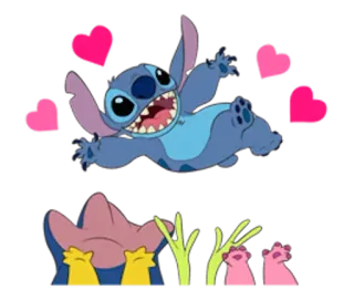 😍 dc9e048a Stitch Lilo & Stitch 스티치, 릴로 & 스티치, 외계인, 디즈니, 만화, 귀여운, 하트, 바다 telegram sticker