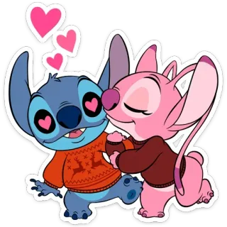 😍 290f4eee Stitch Стич, Ангел, любовь, милый, Дисней, мультфильм, сердце telegram sticker