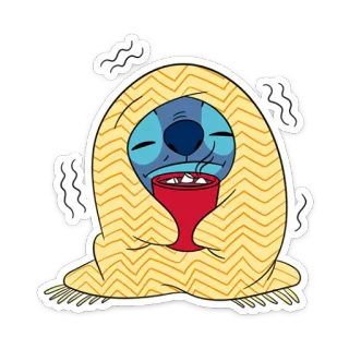 ☕️ 3fa30934 Stitch Desenho animado, Stitch, Disney, Fofo, Cobertor, Quente, Café, Chocolate quente, Relaxar telegram sticker