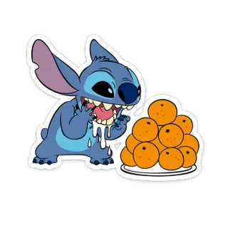 🍊 575a1af2 Stitch Stitch, Disney, Lilo & Stitch, Desenho animado, Alien, Laranjas, Fruta telegram sticker