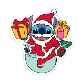 🎁 cc7e9af9 Stitch Stitch, Papai Noel, Natal, Disney, Presentes, Feriado, Desenho animado telegram sticker