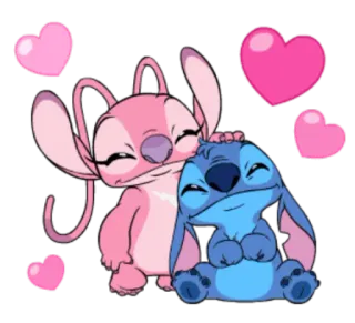 💑 f886b75e Stitch love, cute, disney, hearts, cartoon, characters telegram sticker