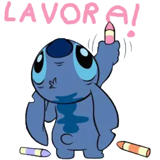 🐨 4b7cf7f4 Stitch LAVORI! disney, stitch, lilo y stitch, dibujos animados, trabajo telegram sticker