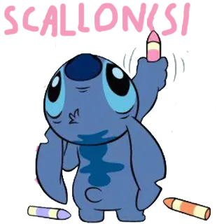 🐨 713c9615 Stitch SCALLONISI puntada, crayón, lindo, alienígena telegram sticker