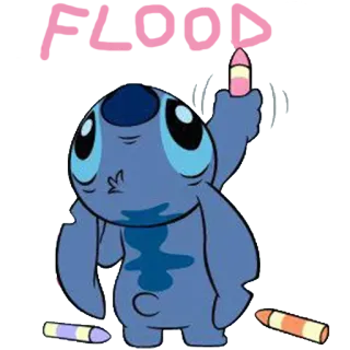 🐨 719b49b5 Stitch FLOOD Puntada, Crayon, Dibujos animados, Disney telegram sticker