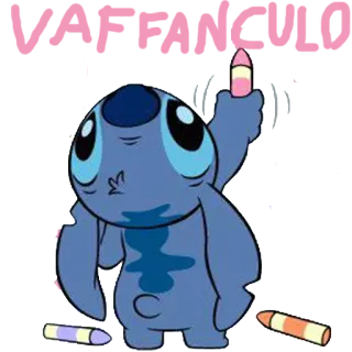 🗣 9f0da253 Stitch VAFANCULO coser, dibujo, ofensivo, caricatura, dedo corazón telegram sticker