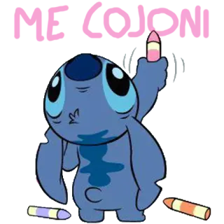 🐨 cb4d3b4d Stitch ME DOLIÓ Stitch, crayón, dibujos animados, Disney, lindo, azul telegram sticker