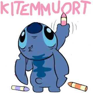 💀 fadf07d9 Stitch KITEMUJORI puntada, crayón, lindo, dibujos animados, dibujo telegram sticker