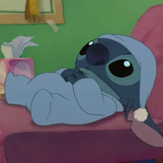 ❣️ 132a7d51 Stitch Lilo & Stitch Stitch, slaperig, Lilo en Stitch, Disney, schattig, pyjama whatsapp sticker