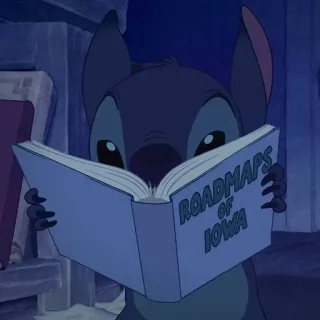 ❣️ 5c784491 Stitch ROADMAPS
OF
IOWA lezen, boek, alien, cartoon whatsapp sticker