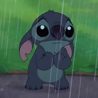 ❣️ 88b5efb5 Stitch Lilo & Stitch verdrietig, regen, schattig, cartoon, disney whatsapp sticker