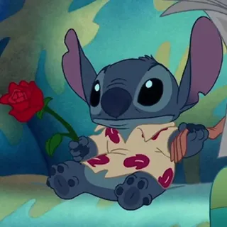 ❣️ e19cd018 Stitch Lilo & Stitch Alien, Schattig, Bloem, Disney, Cartoon, Geanimeerd whatsapp sticker