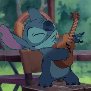 ❣️ e3f8b649 Stitch Lilo & Stitch Alien, Ukulele, Schattig, Cartoon, Disney, Muziek whatsapp sticker