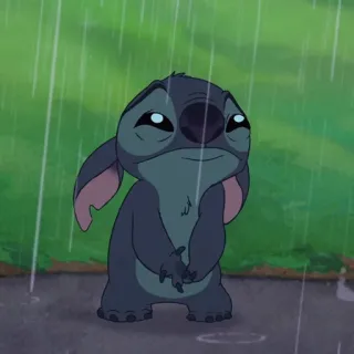 ❣️ edbdd412 Stitch Lilo & Stitch Stitch, regen, verdrietig, alien, Disney whatsapp sticker