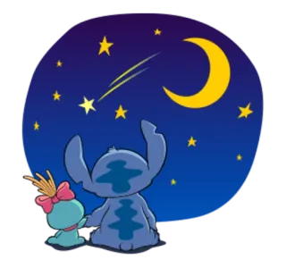 🌚 517b5f4f Stitch การ์ตูน, ตัวละคร, กลางคืน, พระจันทร์, ดาว, น่ารัก telegram sticker