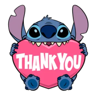 🙏 b202cce1 Stitch THANK YOU สติทช์, ดิสนีย์, ขอบคุณ, หัวใจ, น่ารัก, การ์ตูน telegram sticker
