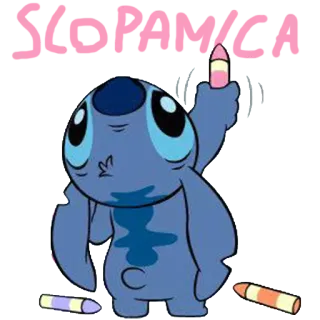 🐨 2b8f8a6b Stitch SLO PAMICA Cartoon, Personage, Geanimeerd, Stitch, Middelvinger telegram sticker