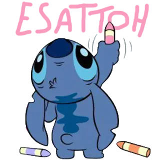 🐨 4ab2edc5 Stitch ESATTOH Cartoon, Alien, Schattig, Disney, Stitch, Middelvinger telegram sticker