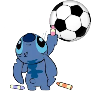 ⚽️ 75132347 Stitch Stitch, Disney, Cartoon, Lilo & Stitch, Voetbal, Bal, Krijt telegram sticker