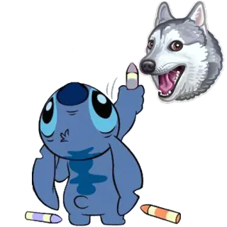 🐨 f9e11a0d Stitch Stitch, hond, vinger, middelvinger, cartoon, meme, beledigend, onbeschoft telegram sticker