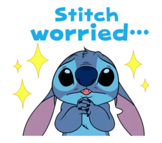 🙏 032ac113 Stitch Stitch worried... lucu, khawatir, kartun, Disney, biru telegram sticker