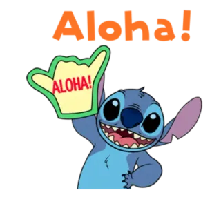 ✋ 354abde4 Stitch Aloha! disney, stitch, aloha, salam, imut, lilo telegram sticker