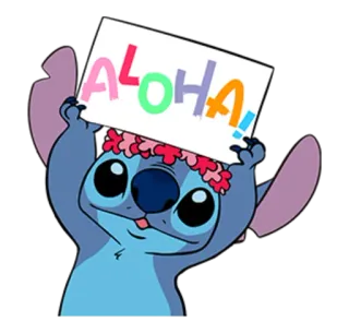 ✋ b6dc51d5 Stitch Lilo & Stitch Aloha! disney, kartun, stitch, alien, imut, hawaii, aloha telegram sticker