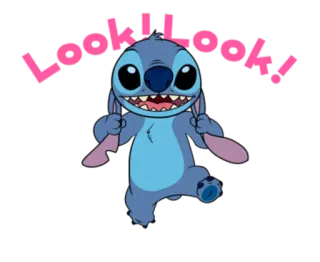 😊 cbe3d088 Stitch Lilo & Stitch Look! Look! imut, disney, alien, biru, kartun telegram sticker