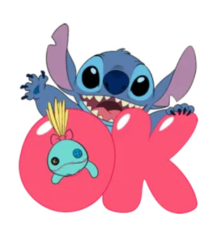 👌 e911d351 Stitch Lilo & Stitch OK disney, alien, imut, ramah, animasi telegram sticker