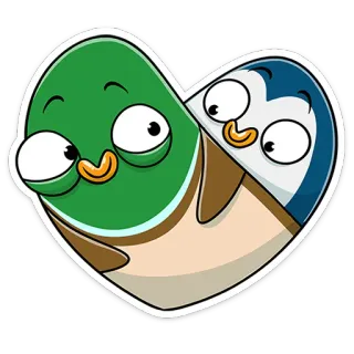 ☺️ bc32228f dibujos animados, pato, pingüino, amor, corazón, amistad, lindo telegram sticker