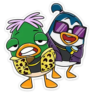 😎 df6bedf5 Dibujo animado, Pato, Pingüino, Genial, Gafas de sol, Animal, Aves telegram sticker