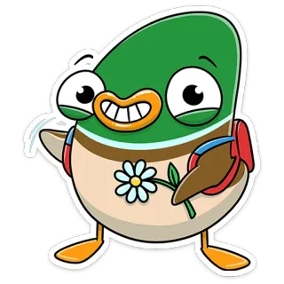 👋 e197d500 pato, dibujos animados, flor, lindo, alegre, primavera telegram sticker
