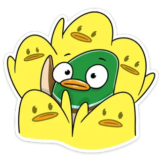 😐 f6e44362 patos, animales, lindo, dibujos animados, amarillo, verde, pájaros telegram sticker