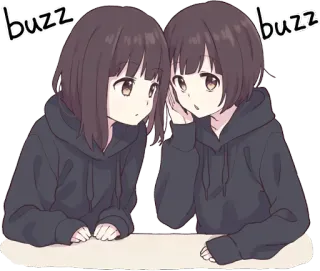 😮 2410c808 buzz buzz 动漫, 女孩, 可爱, 耳语, 八卦 telegram sticker