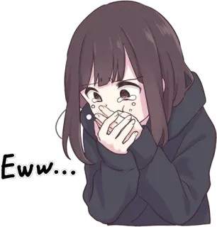 🤢 249ad4c5 Eww... 额, 厌恶, 动漫, 女孩, 哭泣, 情绪化 telegram sticker